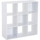 HOMCOM Wooden 9 Cube Storage Unit w/3 Tier Shelves Organiser Display Rack Living Room Bedroom Furniture - White
