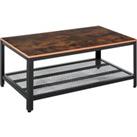 HOMCOM Industrial Coffee Table with Storage Shelf, Metal Frame, Two-Tone Modern Living Room Organise