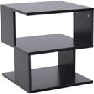 HOMCOM Contemporary Square Coffee Table with 2 Tier Storage Shelves, Wooden Side Table for Living Room, Black