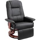 HOMCOM Manual Recliner Chair Armchair Sofa with Faux Leather Upholstered Wooden Base for Living Room
