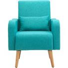 HOMCOM Accent Chair, Linen-Touch Armchair, Upholstered Leisure Lounge Sofa, Club Chair with Wooden F