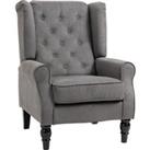 HOMCOM Retro Accent Chair, Wingback Armchair with Wood Frame Button Tufted Design for Living Room Be