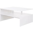 HOMCOM 2-Tier Coffee Table, Modern Rectangular Design Side/End Table with Open Shelf, for Living Room Entryway Hallway, White.