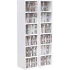HOMCOM 204 CD Media Display Shelf Unit Set of 2 Blu-Ray DVD Tower Rack w/ Adjustable Shelves Bookcase Storage Organiser, White