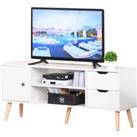 HOMCOM Modern TV Stand for TVs up to 42'' Flat Screen, TV Console Cabinet with Storage Shelf, Drawers, Cable Hole, Living Room and Office, White