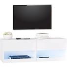 HOMCOM Wall Mount TV Stand with 20 Colors LED Lights, Remote Control, High Gloss Entertainment Center Media Console with Storage Compartments