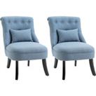 HOMCOM Fabric Single Sofa Dining Chair Tub Chair Upholstered W/ Pillow Solid Wood Leg Home Living Ro