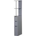 HOMCOM Tall Bathroom Cabinet, Freestanding Bathroom Storage Cabinet with 2-Tier Shelf and Drawers, N