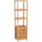 HOMCOM 140cm Storage Unit Freestanding Cabinet w/ 3 Shelves Cupboard Bathroom Kitchen Home Tall Util