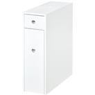 HOMCOM Bathroom Storage Unit, White Slimline Bathroom Cabinet, Home Bath Toilet Cupboard Organiser U
