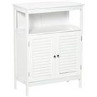 kleankin Wooden Freestanding Bathroom Cupboard: Double Shutter Door Storage Cabinet Organiser, White Finish