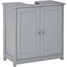 Kleankin Compact Under-Sink Cabinet, 60x60cm, with Adjustable Shelf, Handles, Drainage, Space-Saving