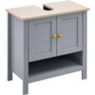Kleankin Bathroom Vanity Unit Under Sink Cabinet, Pedestal Design, Storage Cupboard with Adjustable Shelf, Grey.