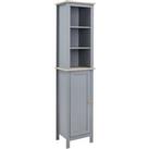 kleankin Tall Linen Cabinet: Freestanding Bathroom Storage with 3-Tier Shelf & Cupboard, Slim Si