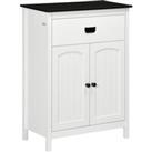 kleankin Spacious Bathroom Cabinet, White Storage Unit with Drawer and Double Door Cabinet, Adjustable Shelf for Versatile Use