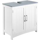 kleankin Compact Vanity Unit: Double-Door Undersink Cabinet with Adjustable Shelves, Pedestal Style 
