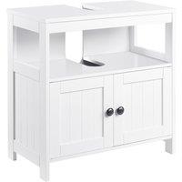 kleankin Pedestal Under Sink Cabinet with Double Doors, Modern Bathroom Vanity Storage Unit with She