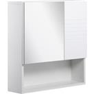 kleankin Bathroom Mirror Cabinet, Wall Mount Storage Cabinet with Double Door, Adjustable Shelf, 54c