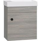 kleankin Bathroom Vanity Unit with Basin, Wall Mounted Bathroom Wash Stand with Sink, Tap Hole and S