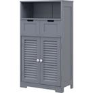Kleankin Bathroom Storage Cabinet with Drawers, Louvred Doors, Open Compartment, Adjustable Shelf, G