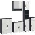 Kleankin 5-Piece Grey Bathroom Furniture Set, Storage Cabinets with Doors, Shelves, Wall-mounted Mir