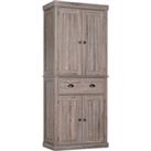 HOMCOM Traditional Colonial Freestanding Kitchen Cupboard Storage Cabinet - 76L x 40.5W x 184H (cm) 