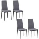 HOMCOM High Back Dining Chairs Modern Upholstered Linen-Touch Fabric Accent Chairs with Metal Legs for Kitchen, Set of 4, Grey