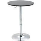 HOMCOM Round Height Adjustable Bar Table Counter Pub Desk with Metal Base for Home Bar, Dining Room, Kitchen, Black