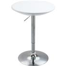 HOMCOM Modern Round Bar Table Adjustable Height Home Pub Bistro Desk Swivel Painted Top with Silver Steel Leg and Base, White