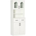 HOMCOM Kitchen Cupboard, Freestanding Storage Cabinet with 2 Adjustable Shelves, 2 Drawers and Open 