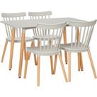 HOMCOM 5 Piece Dining Table Set with Beech Wood Legs, Space Saving Table and 4 Chairs for Small Kitc