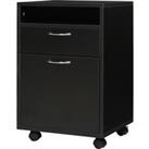 HOMCOM 60cm Storage Cabinet w/ Drawer Open Shelf Metal Handles 4 Wheels Office Home Organiser Mobile Printer Black