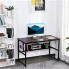 HOMCOM Computer Desk w/Storage Shelf Adjustable Feet Metal Frame Home Office Laptop Study Writing Wo