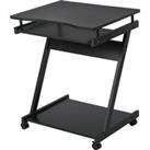 HOMCOM Movable Compact Small Computer Desk with 4 Moving Wheels Sliding Keyboard Tray Home Office Ga