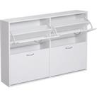 HOMCOM Shoe Cabinet, 120Lx24Wx81H cm, Particle Board-White