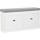 HOMCOM Shoe Storage Bench with Seat Cushion Hallway Cabinet Organizer with 2 Drawers Adjustable Shelf for Entryway Living Room Bedroom White