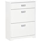 HOMCOM Shoe Cabinet with Tipping Storage Rack, 2 Pull-Down Doors, Drawer, Adjustable Shelf for Entry