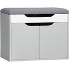 HOMCOM Shoe Bench with Cushion, Modern Storage Bench with Padded Seat, 2-tier Cabinet, Hidden Storag