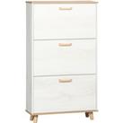 HOMCOM Slim Shoe Storage Cabinet, Narrow Shoe Organizer with 3 Flip Drawers, Adjustable Shelves, for 12 Pairs - Cream White
