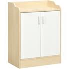 HOMCOM Shoe Storage Cabinet, Modern 2 Door Cupboard with Shelves for 9 Pairs, Space-Efficient Hallway Organiser, Natural Wood