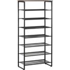 HOMCOM 8-Tier Mesh Shelves Shoe Rack, Free Standing Storage Organizer for 21-24 Pairs, Entryway Stand, Black and Grey