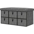 HOMCOM Six-Drawer Shoe Storage Bench, with Padded Top Seat - Dark Grey