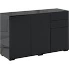 HOMCOM High Gloss Sideboard, Side Cabinet, Push-Open Design with 2 Drawer for Living Room, Bedroom, 
