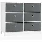 HOMCOM Bedroom Storage Dresser with 6 Fabric Drawers, Chest for Living Room, Hallway, White and Grey