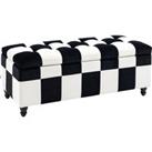 HOMCOM 114 x 47 x 47cm Velvet Storage Ottoman, Button-tufted Footstool Box, Toy Chest with Lid for L