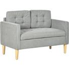 HOMCOM Modern 2 Seater Sofa with Hidden Storage, 117cm Tufted Cotton Couch, Compact Loveseat Sofa wi