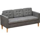 HOMCOM Modern 3-Seater Sofa Button-Tufted Fabric Couch with Hidden Storage Rubberwood Legs for Livin