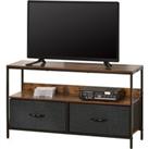 HOMCOM TV Cabinet with 2 Foldable Linen Drawers, TV Stand with Shelving for Living Room, Entertainment Room, TV Table Unit, Rustic Brown