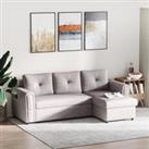 HOMCOM Linen-Look L-Shaped Sofa Bed Reversible Couch w/ Storage Sectional Bed Seat Set Sleeper Futon