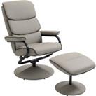 HOMCOM Recliner Chair with Ottoman 360 Swivel Faux Leather High Back Armchair w/ Footrest Stool for 